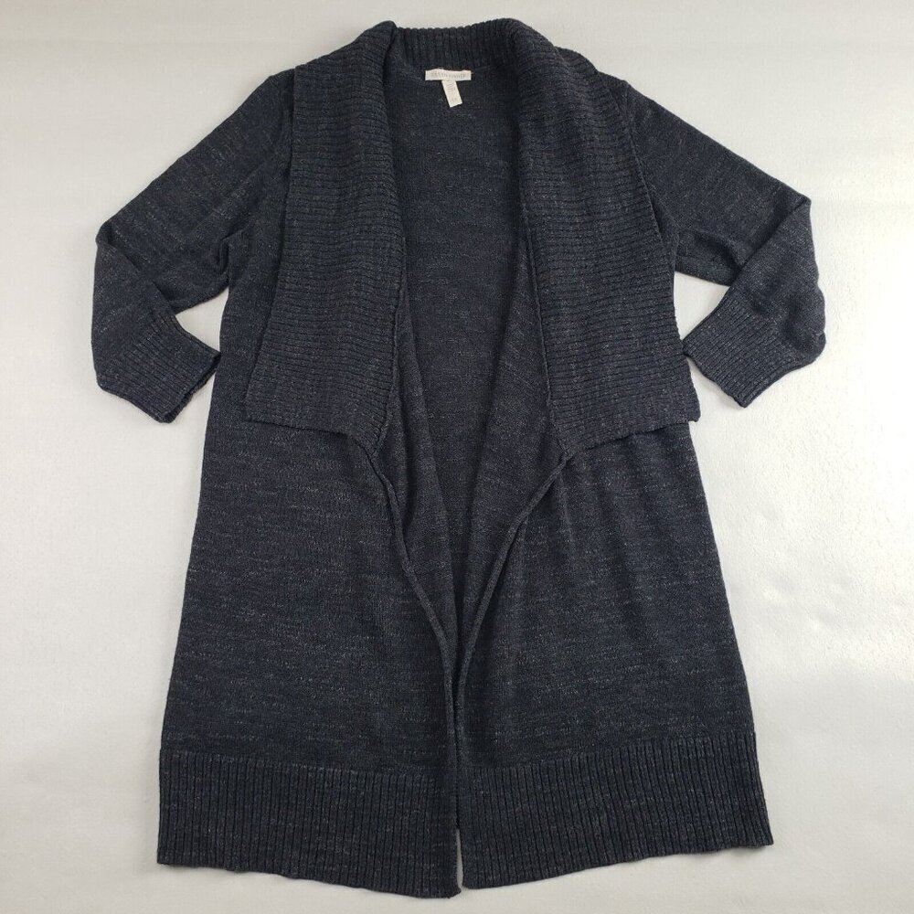 Eileen Fisher Open Front Cardigan Womens Small Gray Long Draped Sweater